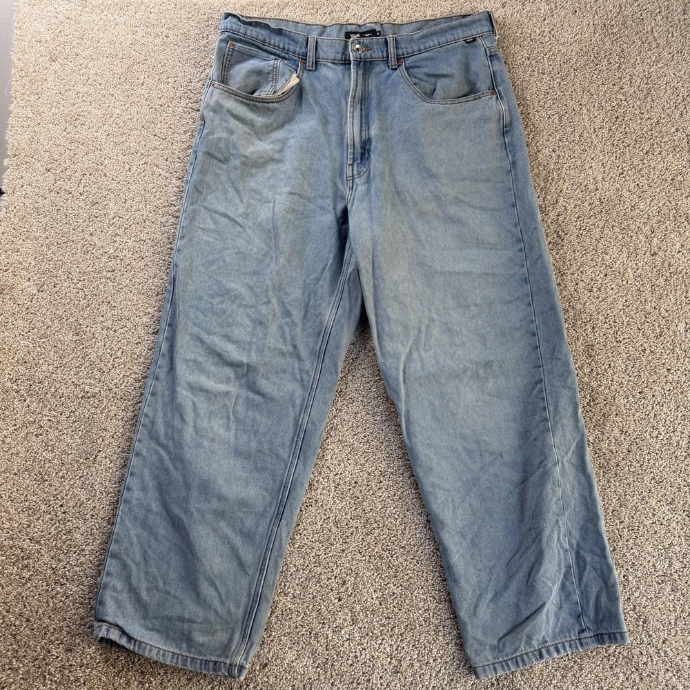 Vans Check-5 Jeans Mens 38x32 Light Wash Blue Denim Relaxed Wide Leg Casual